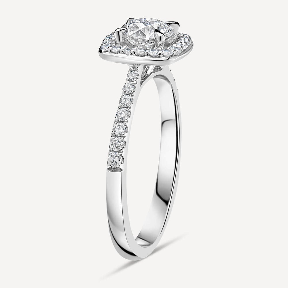 Platinum 0.60ct Cushion Diamond Halo & Shoulders Ring image number 3