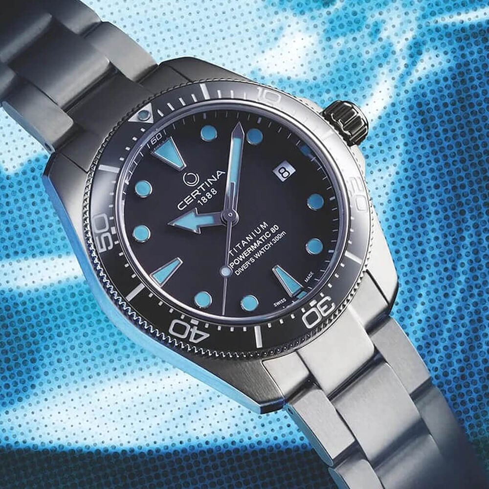 Certina DS Action Diver 38mm Grey Dial Titanium Bracelet Watch