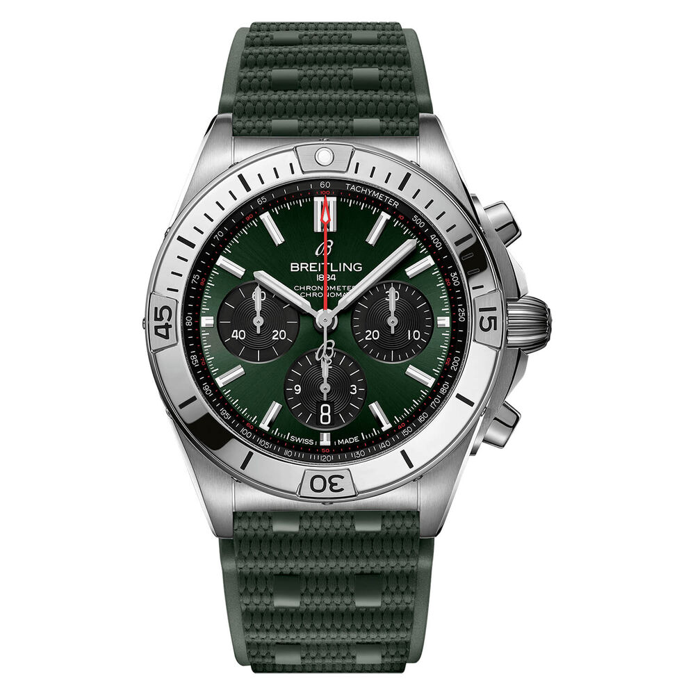 Breitling Chronomat B01 42mm Green Dial Rubber Strap Watch image number 0