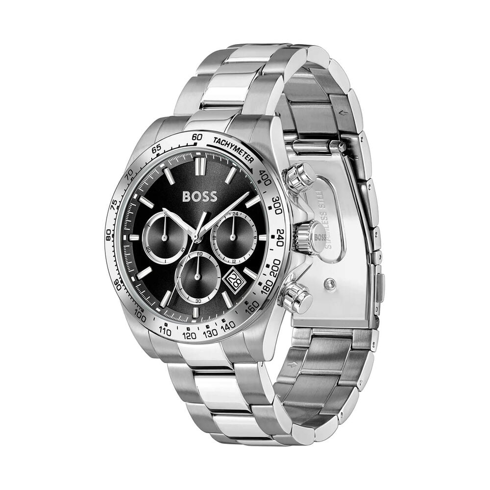 BOSS Hero 2.0 Chronograph 43mm Black Dial Steel Bracelet Watch