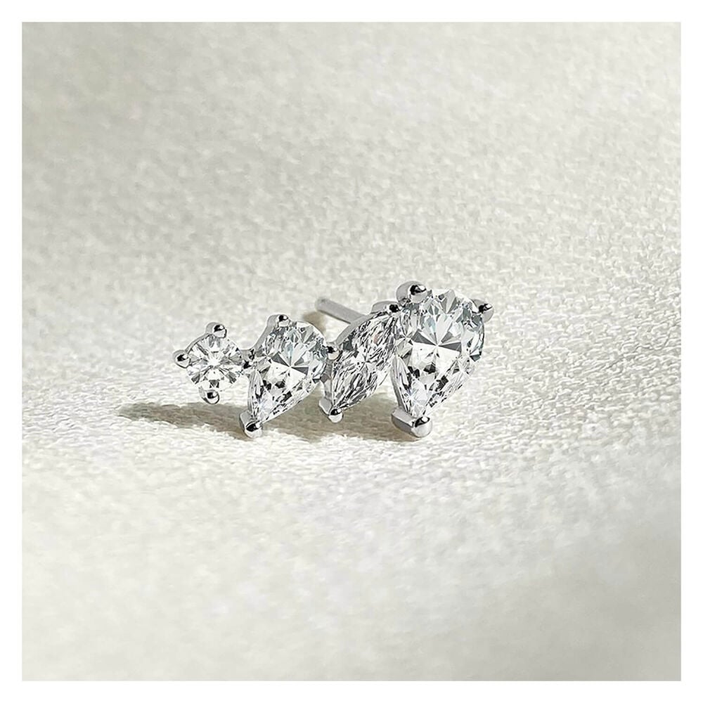 CARAT* London Silver  Abigail Marquise Cluster Stud Earrings image number 1
