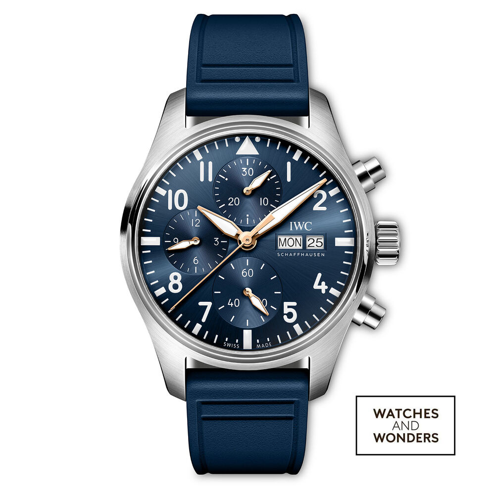 IWC Schaffhausen Pilot's Chronograph Le Petit Prince 41mm Blue Dial & Rubber Strap Watch