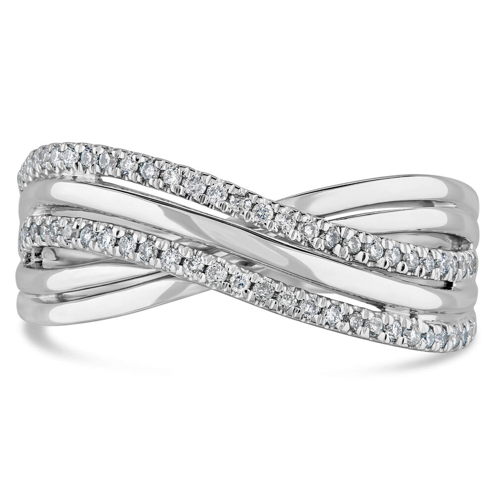 9ct White Gold Diamond Crossover Claw Set 0.18ct Ring image number 1