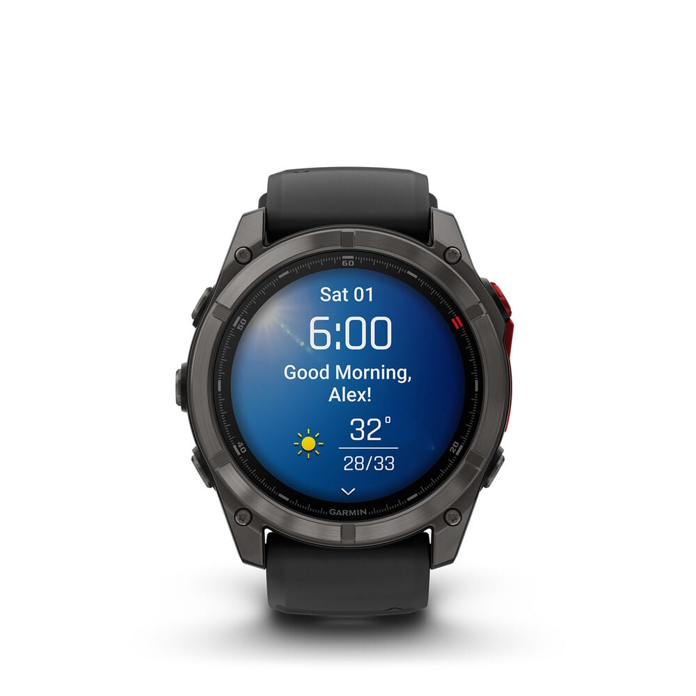 Garmin fenix 8 Pro MicroLED 51mm Carbon Grey DLC Titanium Case Black Silicon Strap Watch