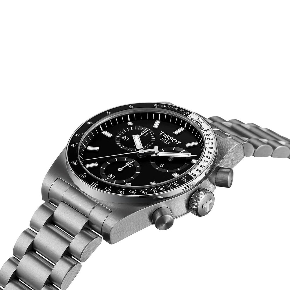 Tissot PR516 Chronograph 40mm Black Dial Steel Bracelet Watch image number 2