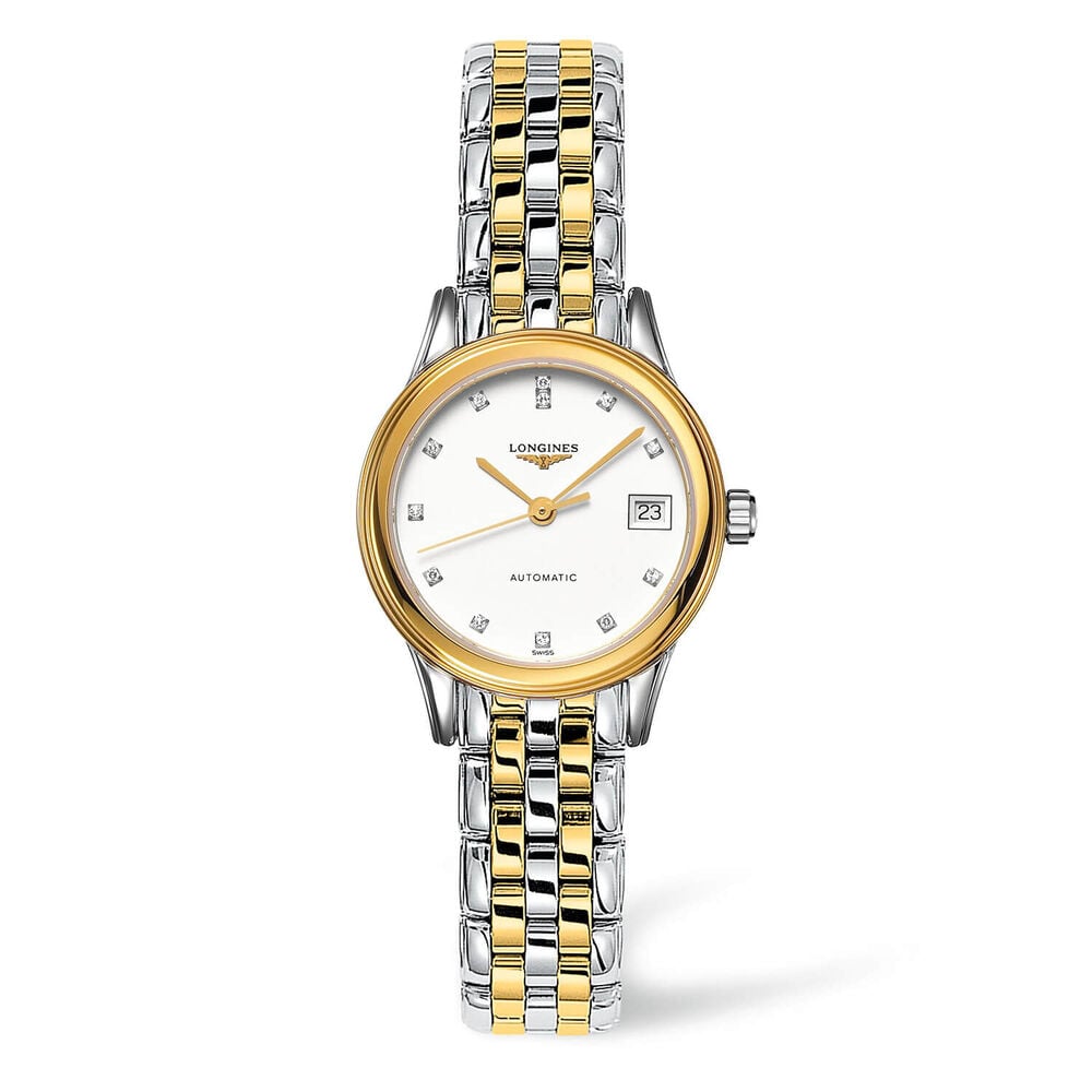 Longines Elegance Flagship Diamond White Dial Two Tone Bracelet Watch