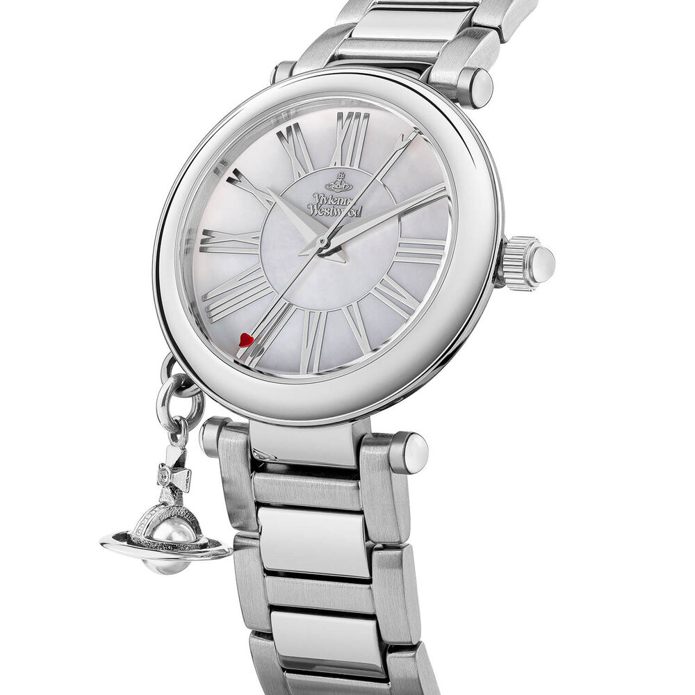Vivienne Westwood Mother Orb 32mm White Mother of Pearl Dial Steel Bracelet Watch image number 1