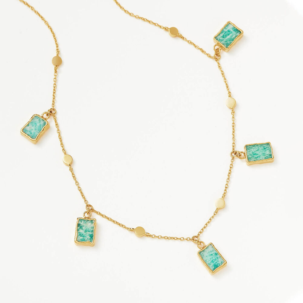 Missoma 18ct Gold Plated Brass Lena Amazonite Charm Choker Necklace