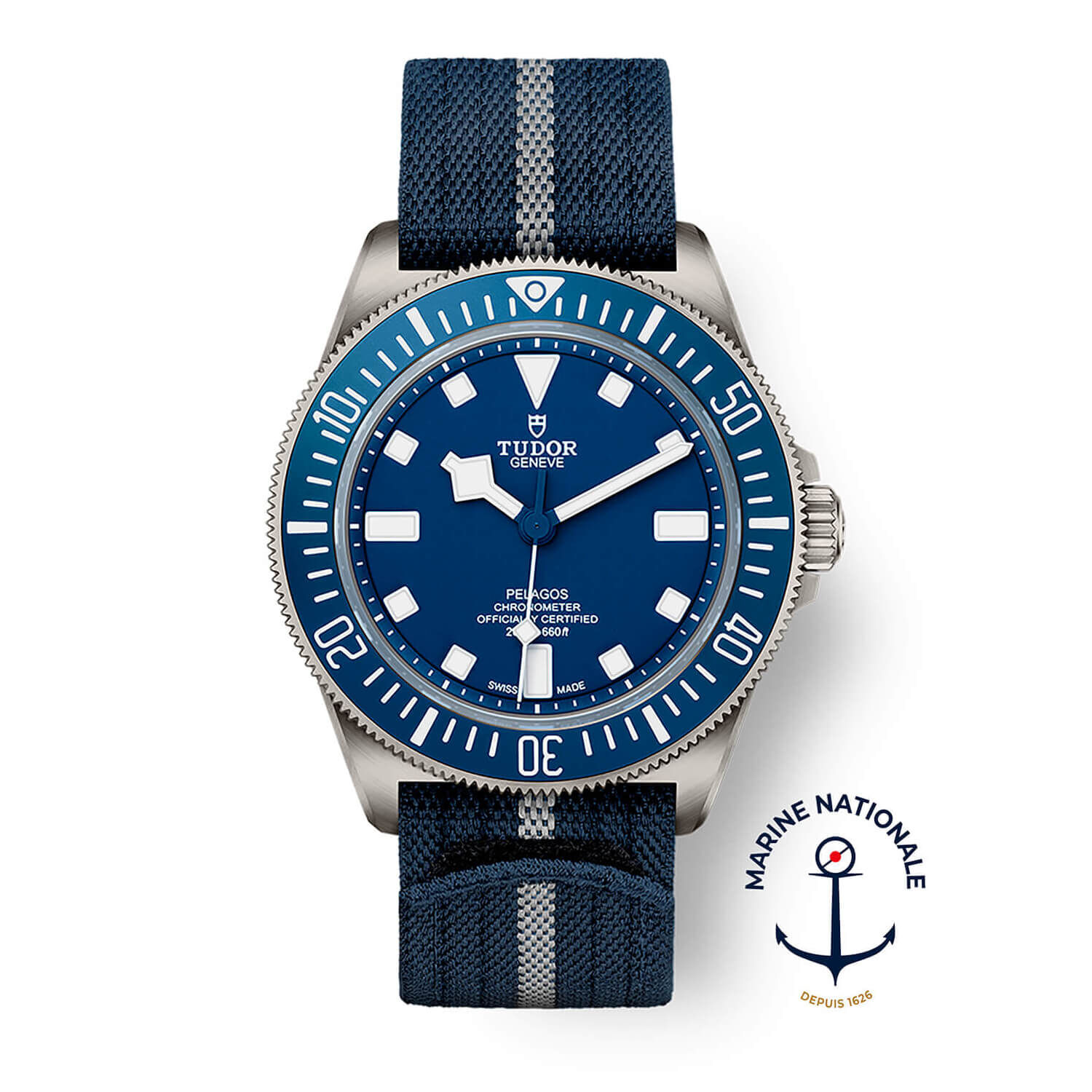 TUDOR Pelagos FXD 42mm Blue HMK Dial Blue Grey Fabric Strap Watch 2024