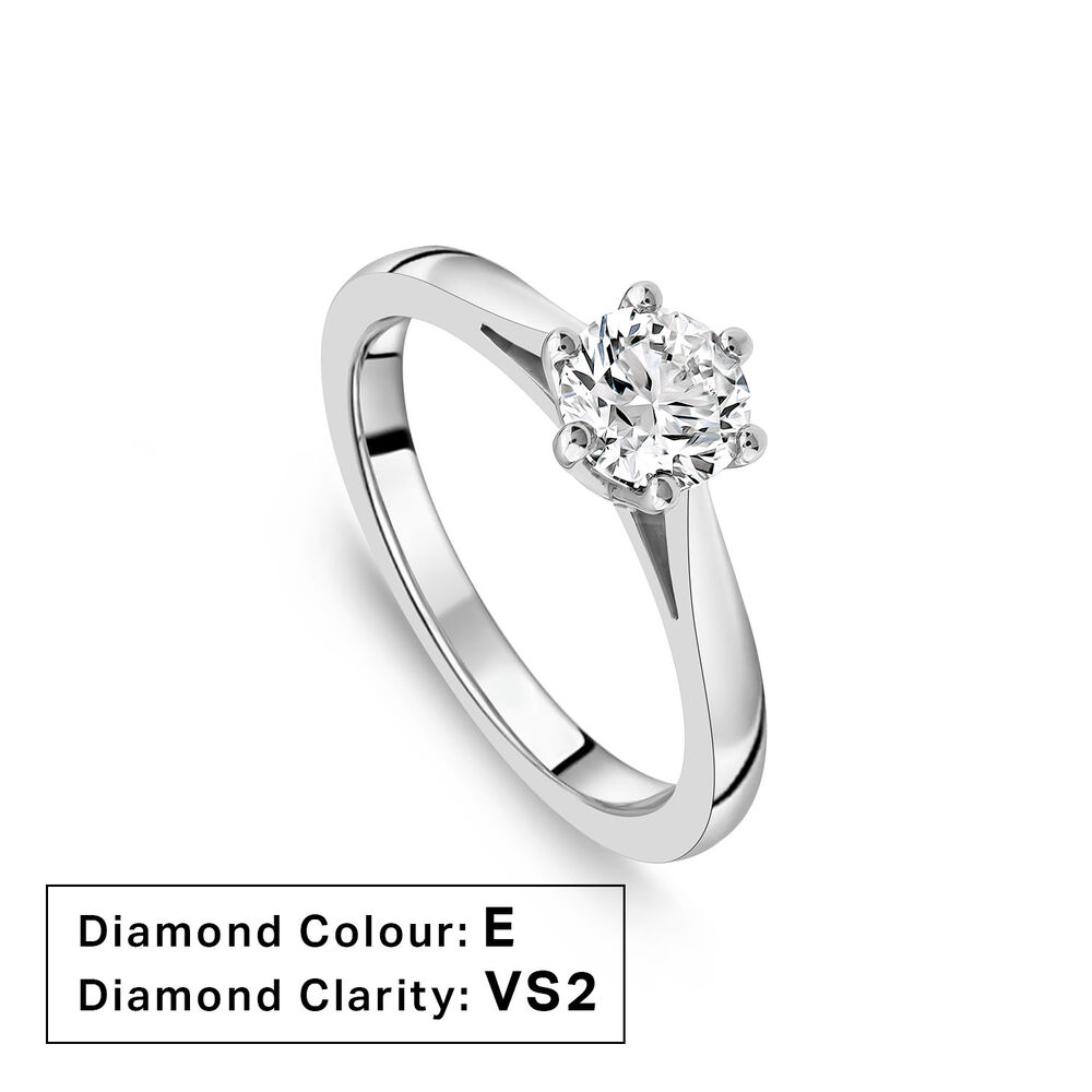 Platinum 0.90ct Round Diamond Six Claw Solitaire Ring