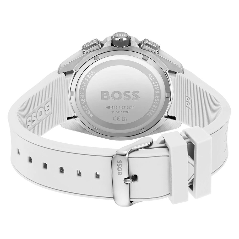 Hugo Boss Volane Chronograph 44mm Quartz Grey Dial Steel Case White Rubber Strap Watch image number 3