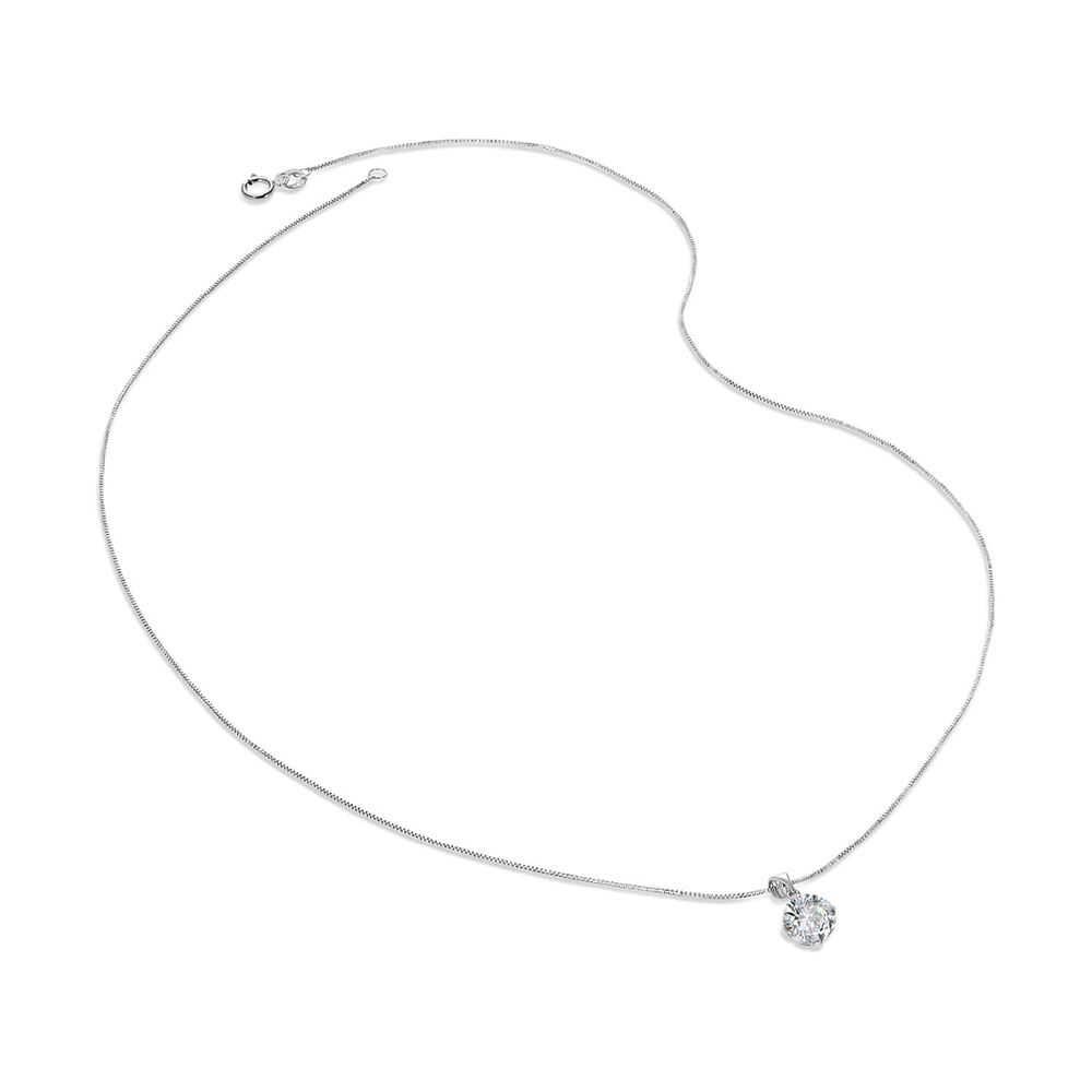 CARAT* London 9ct White Gold Brilliant Cut 6.5mm Solitaire Pendant image number 1