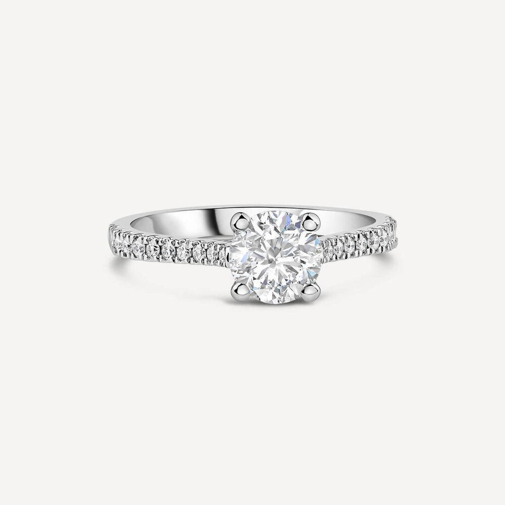 Platinum Solitaire & Shoulders Claw Set 1ct Diamond Engagement Ring