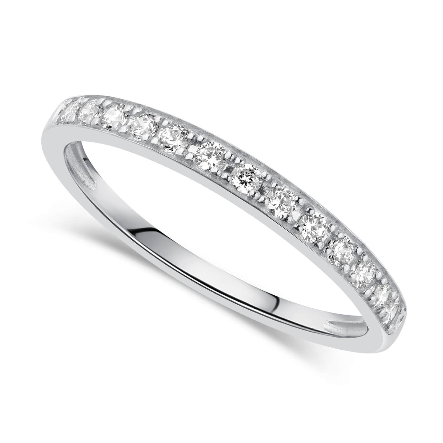 Pave Set Heart Shaped Diamond Eternity Ring 14k White Gold 0.60ct - clear509