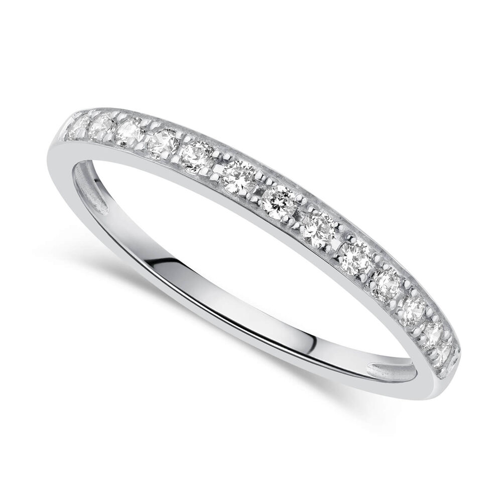 9ct White Gold Pavé Set Cubic Zirconia Eternity Ring