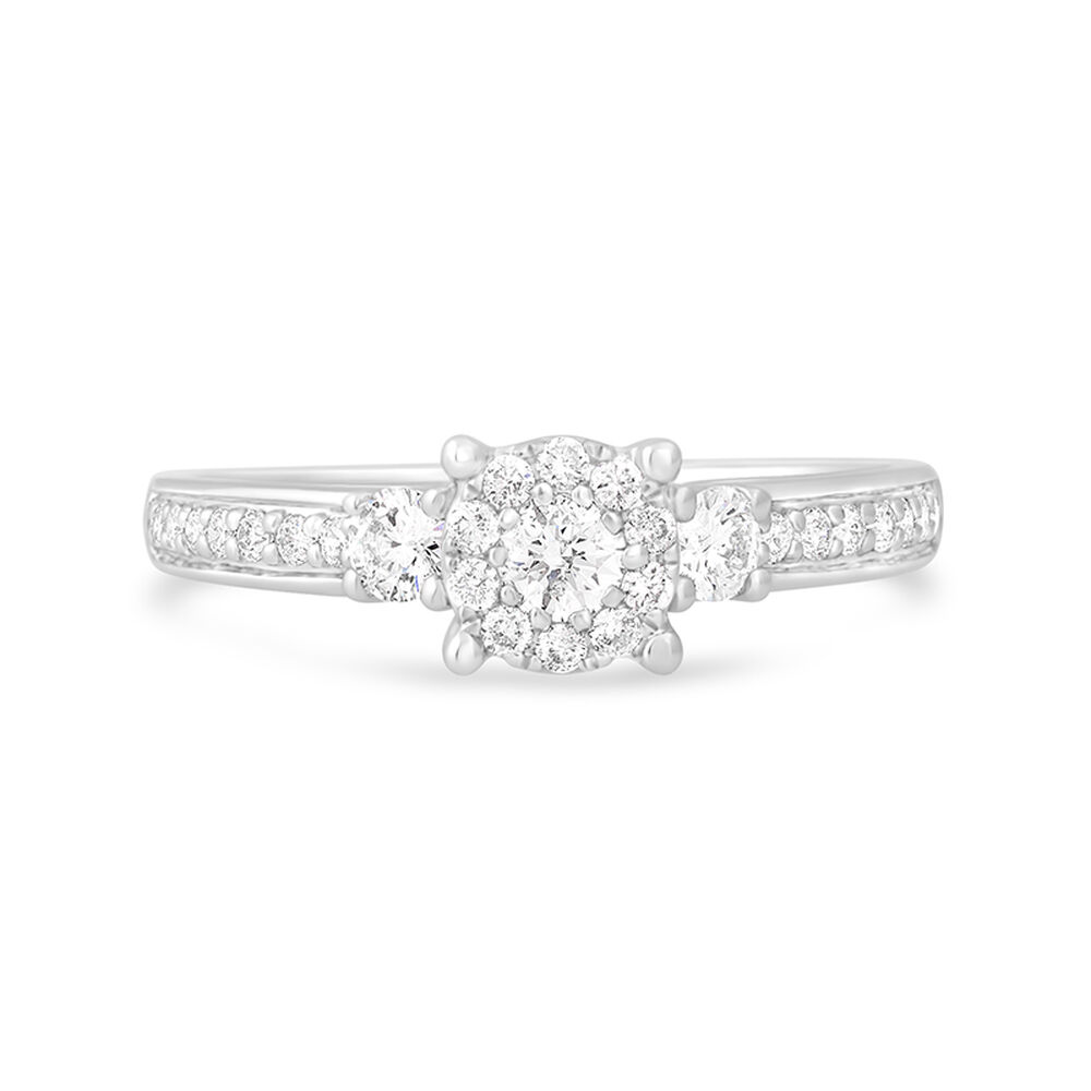 9ct white gold 0.50 carat diamond cluster engagement ring