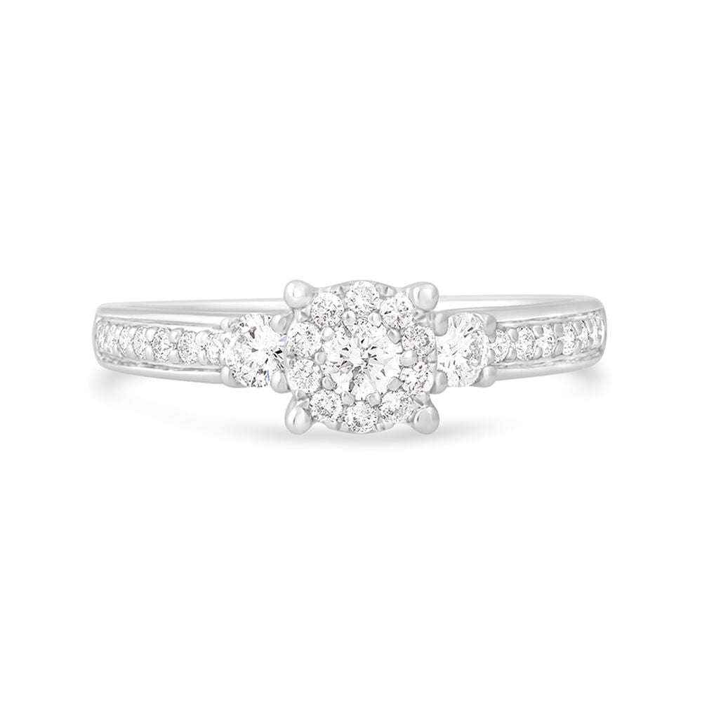 9ct white gold 0.50 carat diamond cluster engagement ring