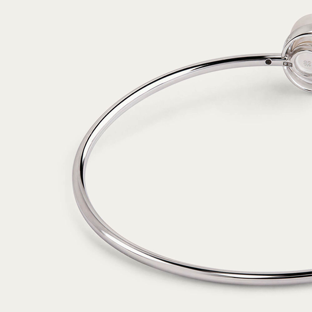 Sterling Silver Pearl & Cubic Zirconia Loop Bangle