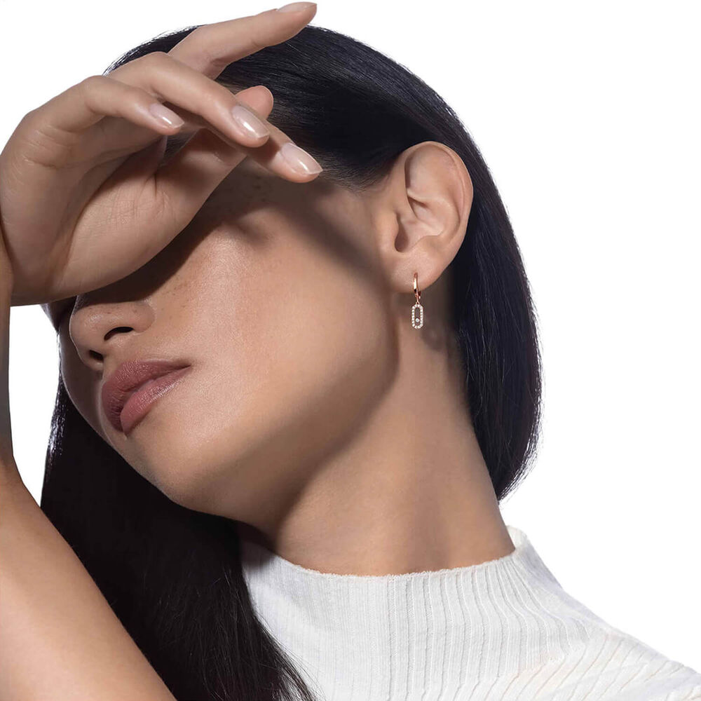 Messika Move Uno 0.19ct Diamond Rose Gold Hoop Earrings image number 4