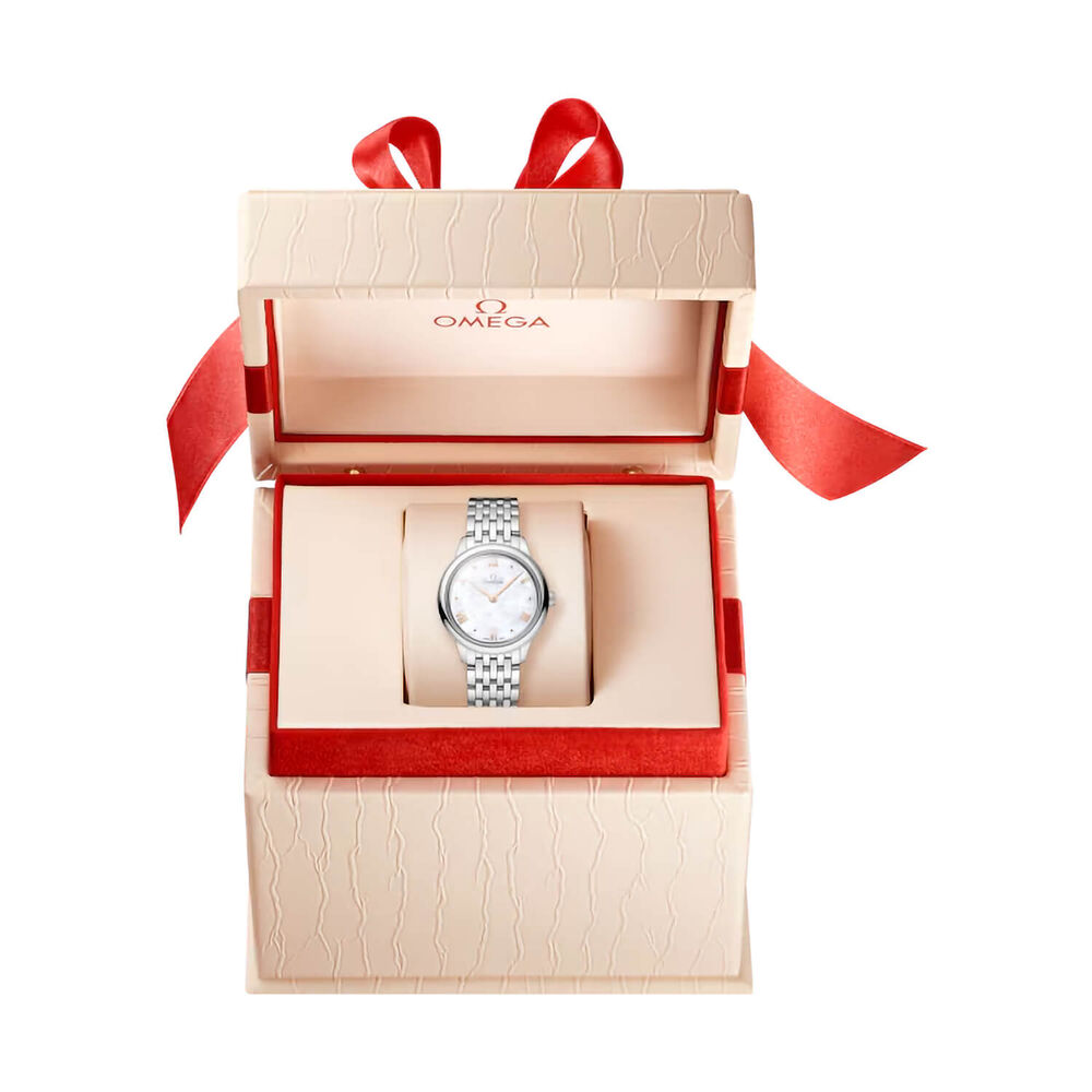 OMEGA De Ville Prestige 27.5mm White Mother of Pearl Steel Bracelet Watch image number 4