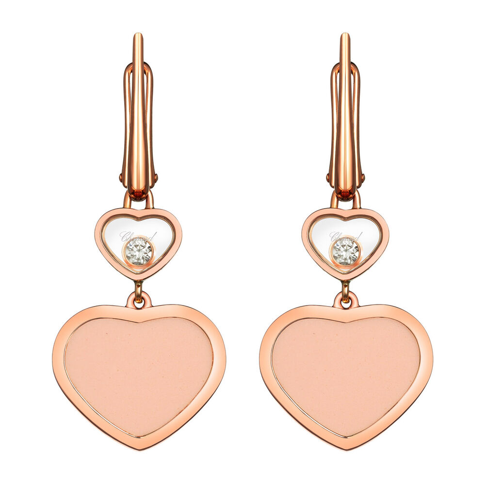 Chopard 18ct Rose Gold Pink Happy Hearts Diamond Earrings