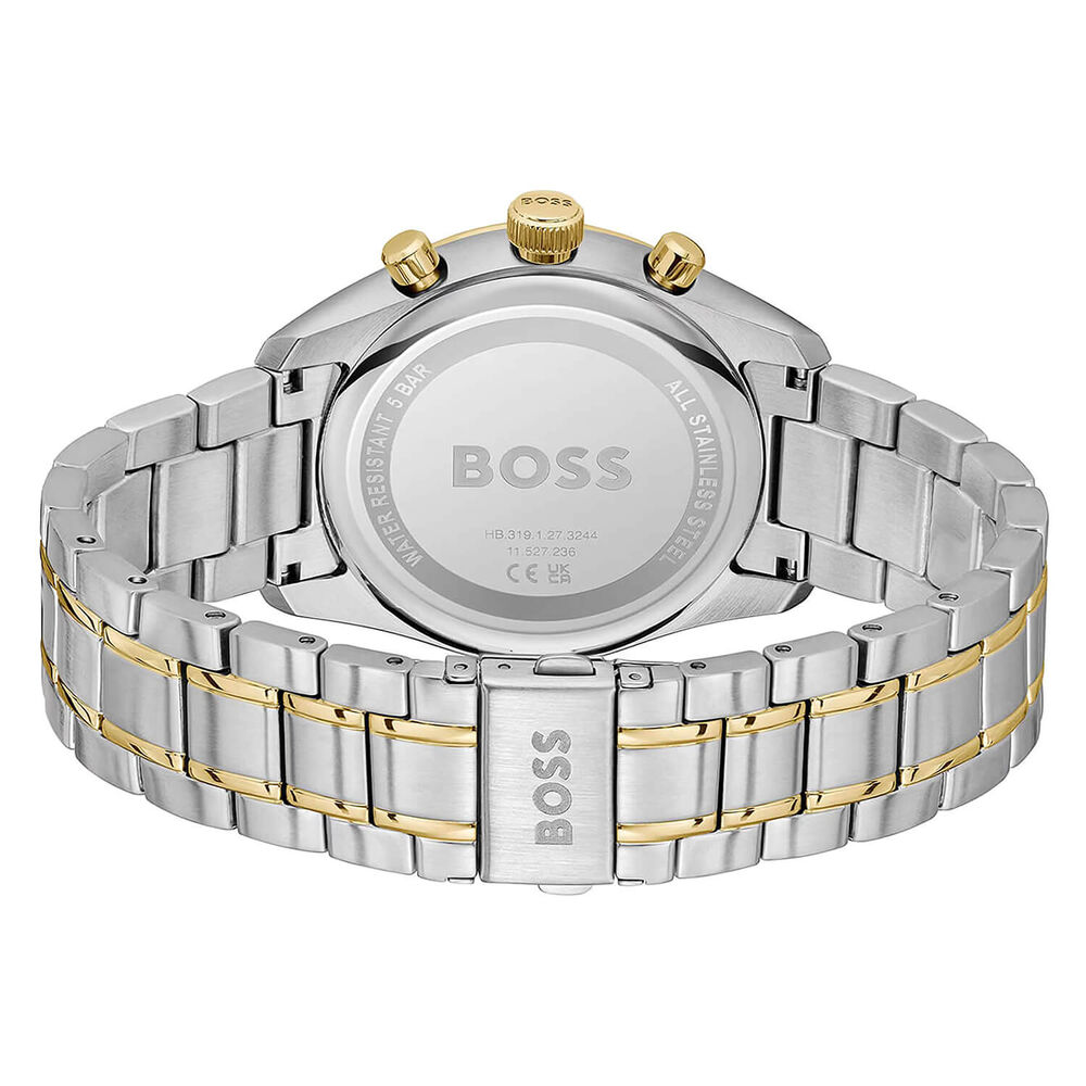 BOSS Grand Prix 44mm Green Chronograph Dial Two Tone Steel Bracelet Watch image number 2