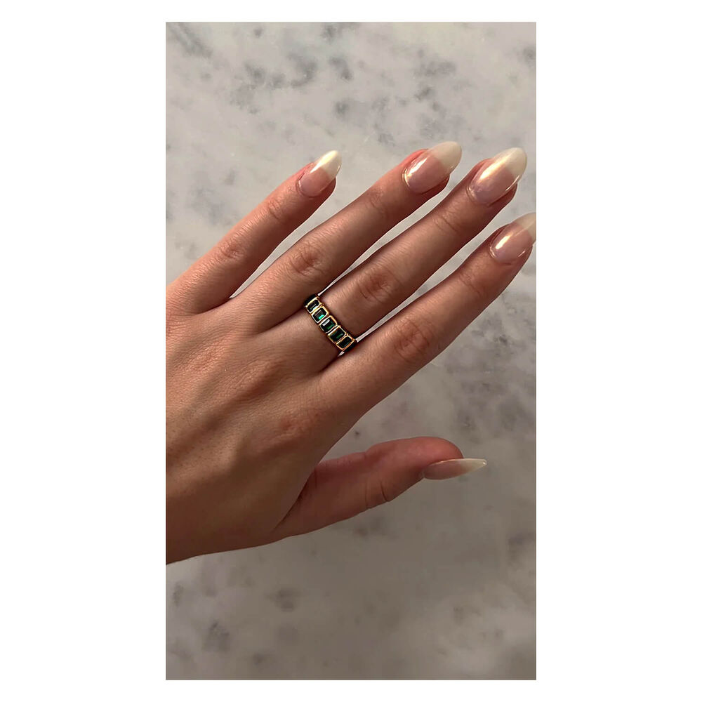 CARAT* London Cassidy Yellow Gold Vermeil Emerald Ring (Size 6) image number 2