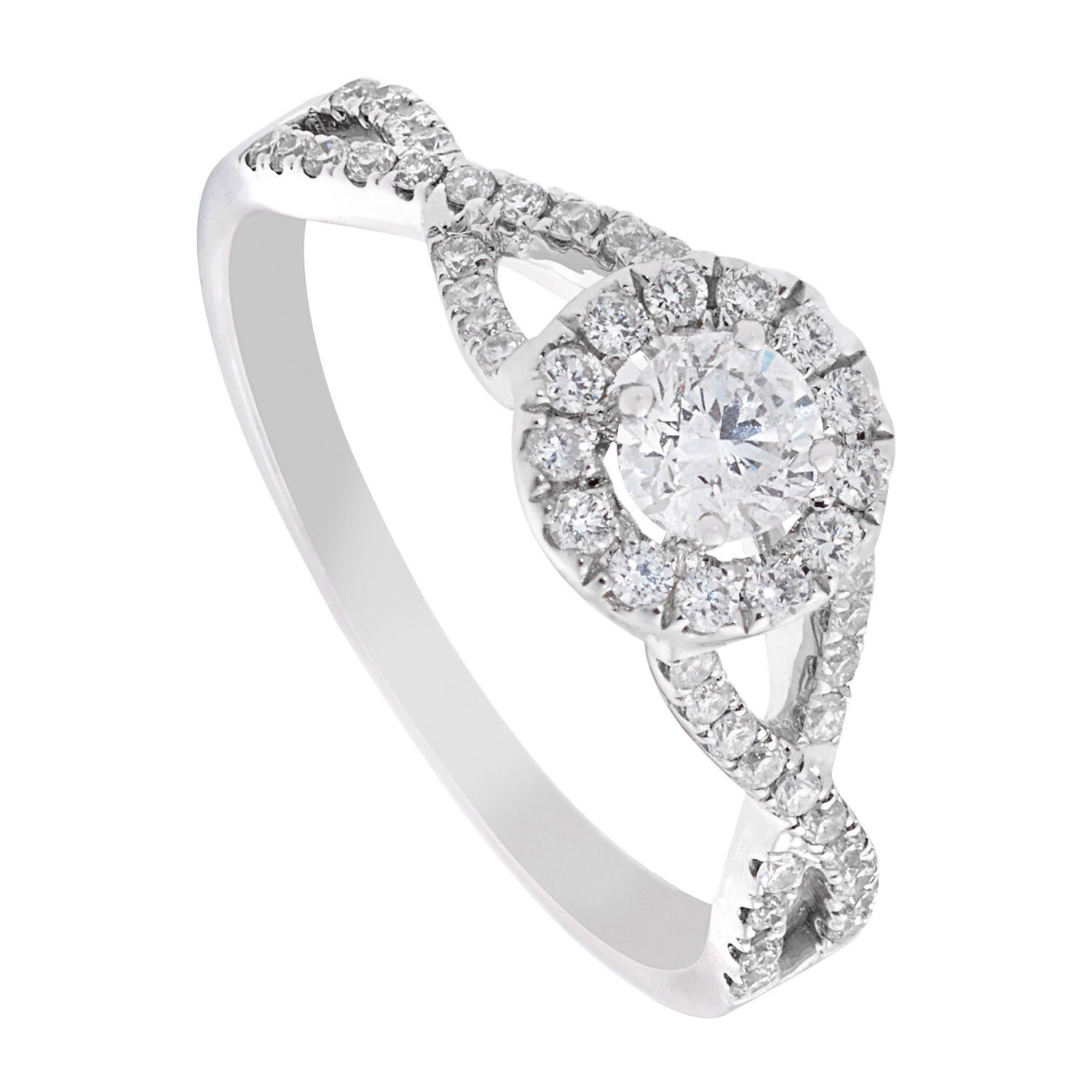 18ct White Gold 0.60 Carat Diamond Crossover Ring