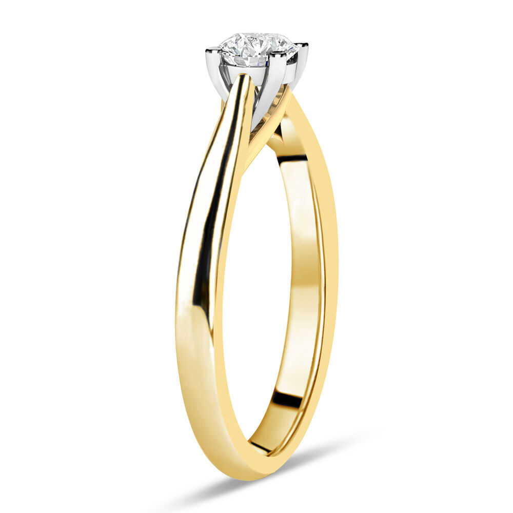 18ct Yellow Gold 0.40ct Round Diamond Orchid Setting Ring image number 3