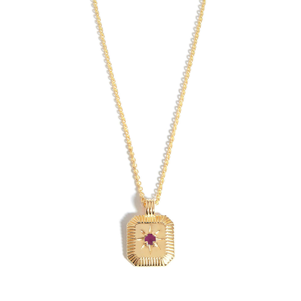 Missoma 18ct Gold Vermeil Sterling Silver Glass Filled Ruby July Birthstone Pendant Necklace