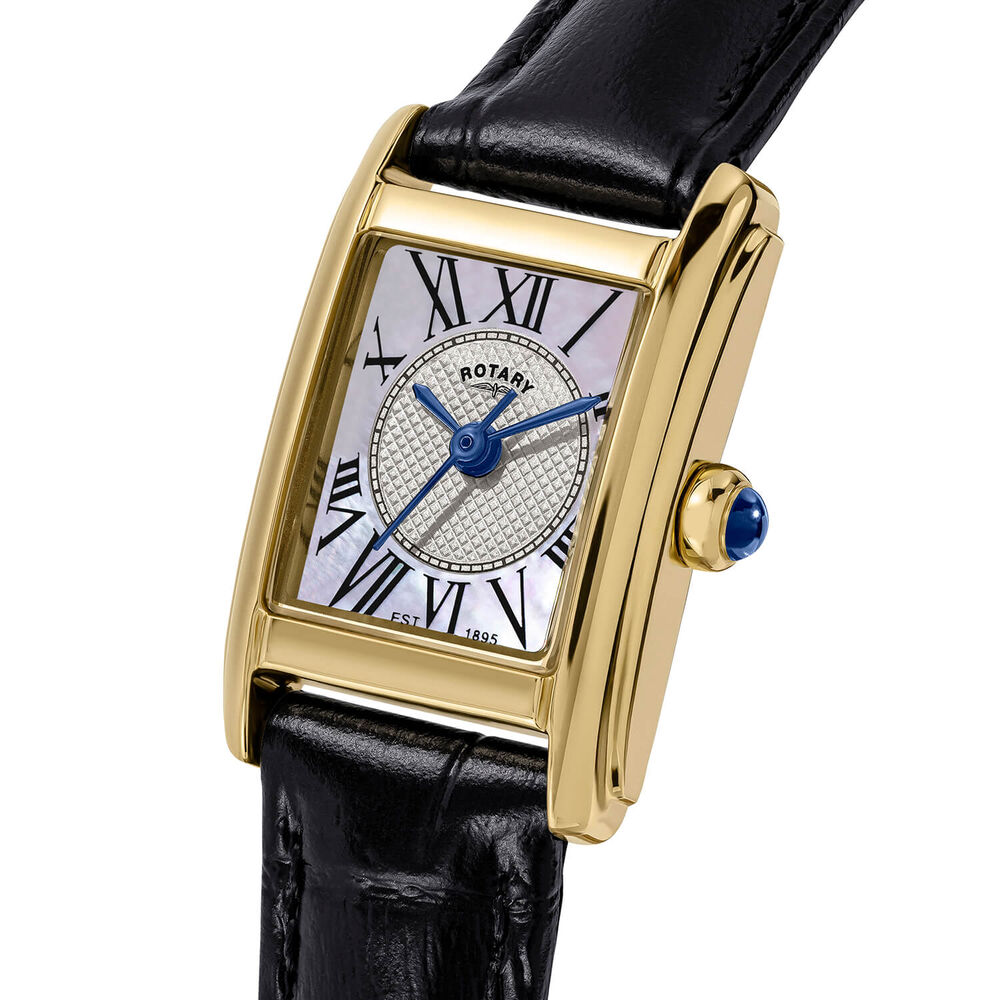Rotary Heritage Astoria 17x19mm Mother Of Pearl Dial Black Leather Strap Watch