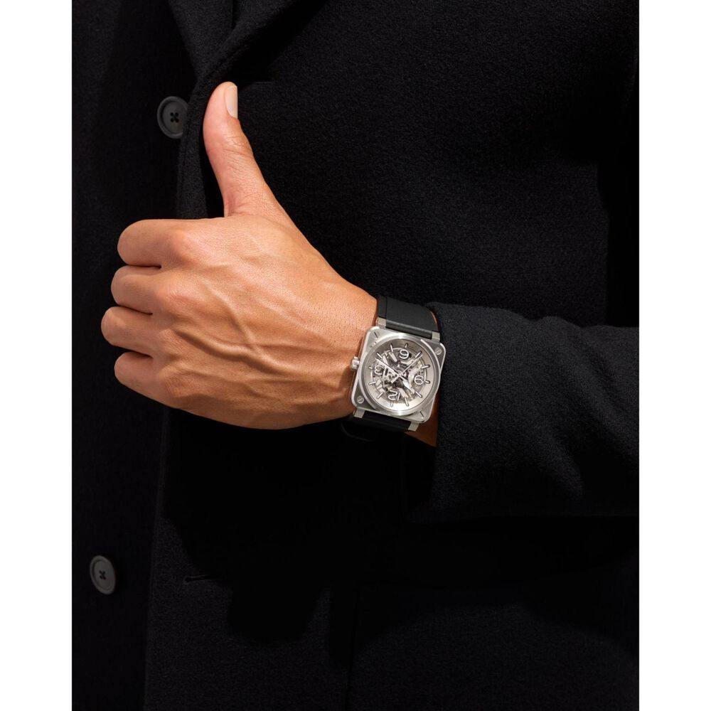 Bell & Ross BR-03 Auto 41mm Skeleton Grey Dial Rubber Strap Watch