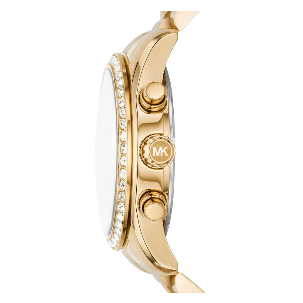 Michael Kors Lexington Lux 38mm Brown Dial Yellow Gold Plated Bracelet Watc