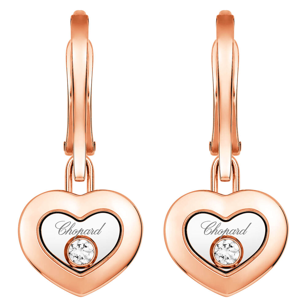 Chopard 18ct Rose Gold .10ct Diamond Happy Heart Earrings