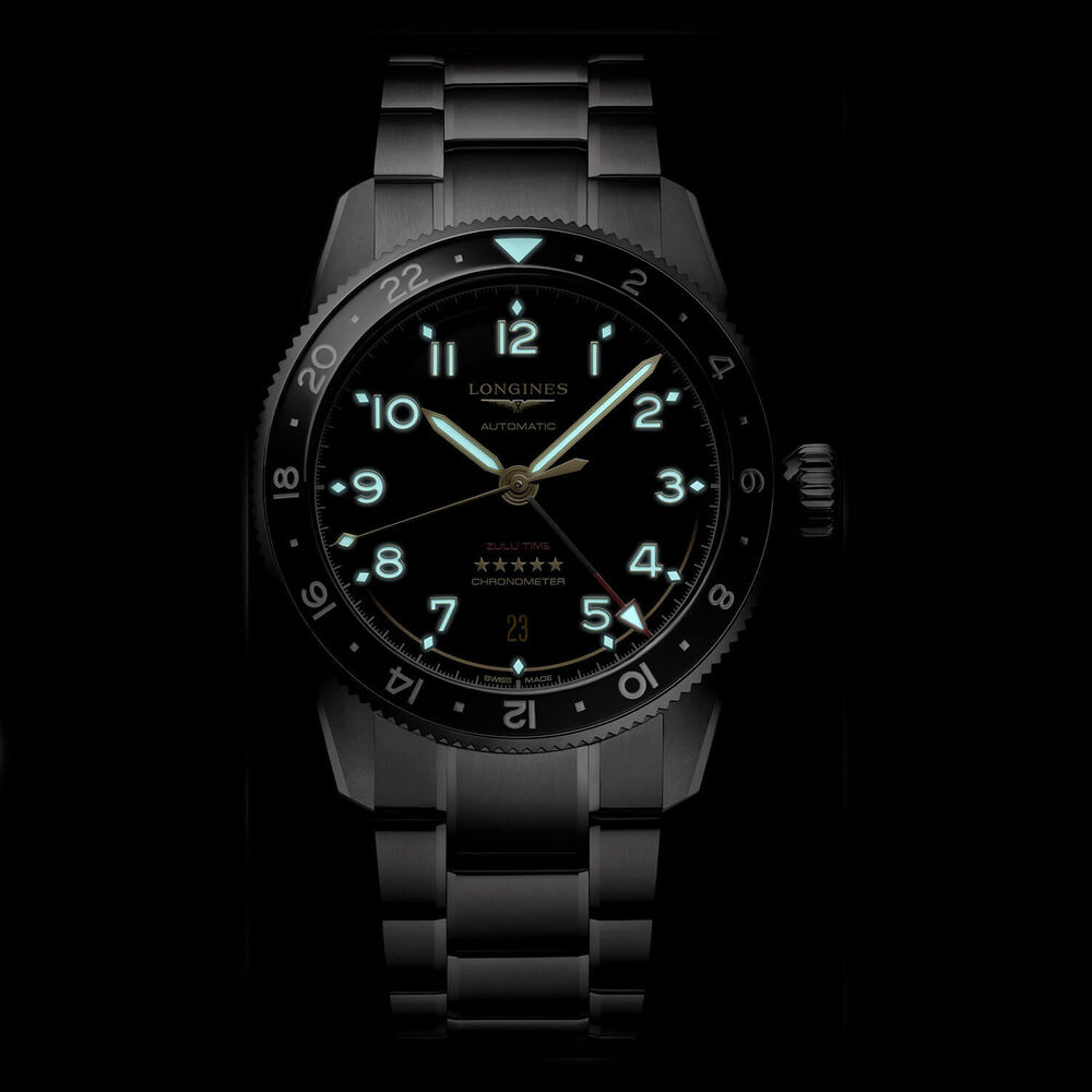 Longines Spirit Zulu Time 39mm Anthracite Dial Ceramic Bezel Titanium Bracelet Watch image number 8