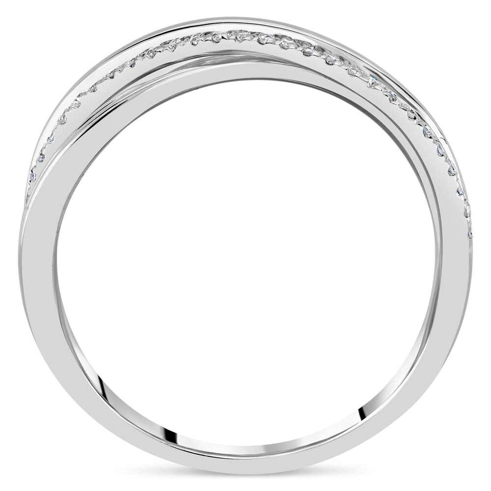 9ct White Gold Diamond Crossover Claw Set 0.18ct Ring image number 2