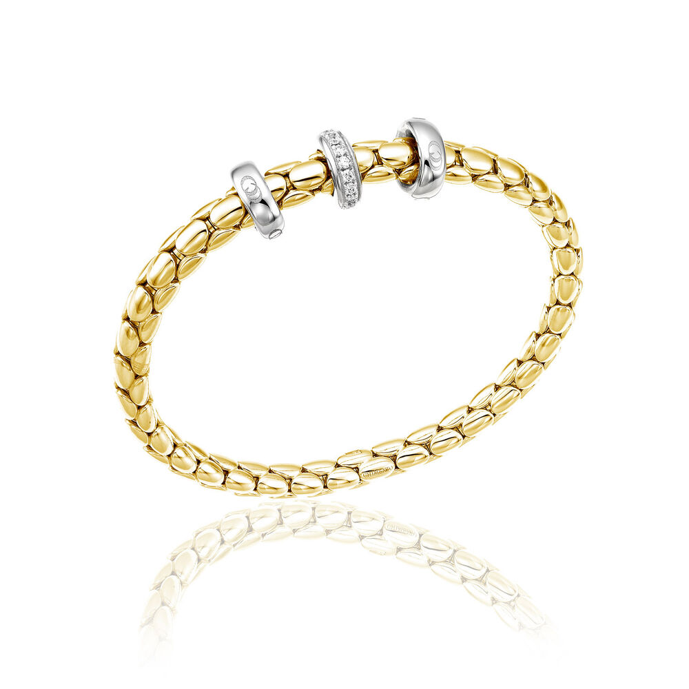 Chimento 18ct Yellow Gold and Diamond Stretch Spring Thick Bracelet image number 0