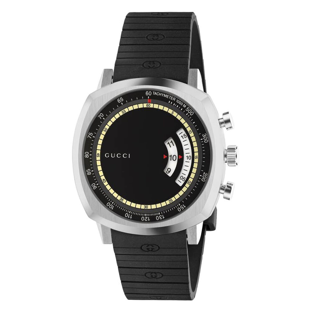 Gucci Grip 40mm Chronograph Black & Steel Dial Black Rubber Strap Watch