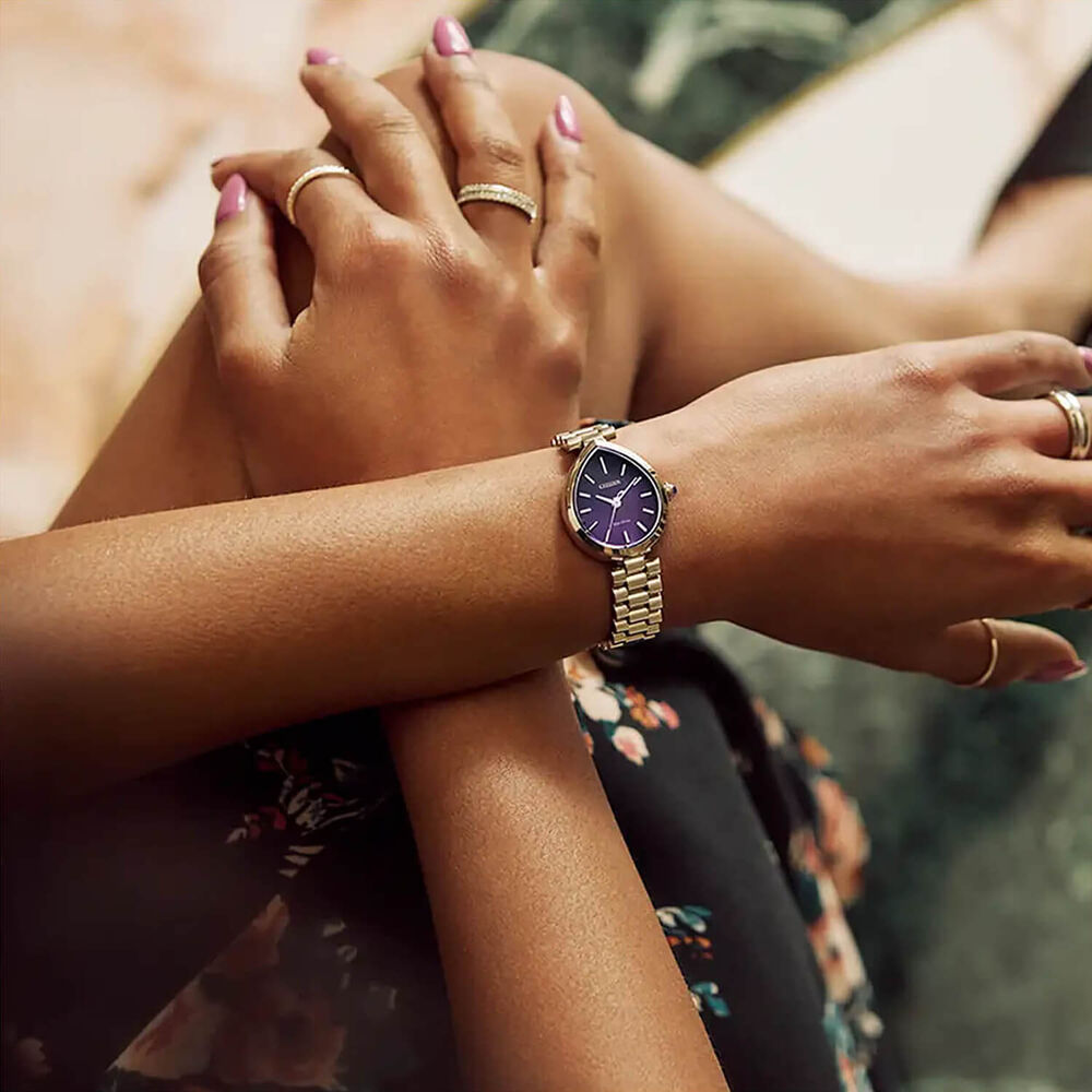 Citizen L Rainell 26x31mm Purple Dial Stainless Steel Bracelet Watch image number 4