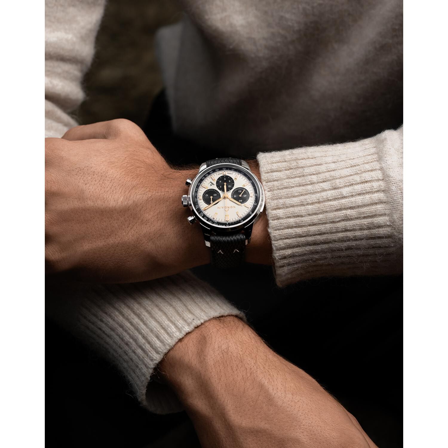 NORQAIN Freedom 60 Chrono Limited Edition 43mm Ivory Dial Black