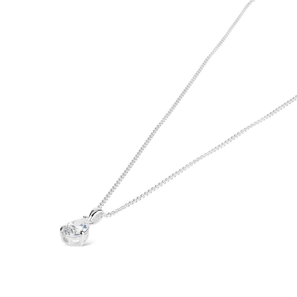 Silver cubic zirconia teardrop pendant (Chain Included) image number 1
