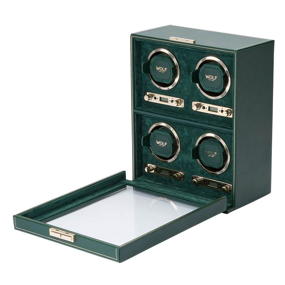 WOLF BRITISH RACING 4pc Green Watch Winder image number 1