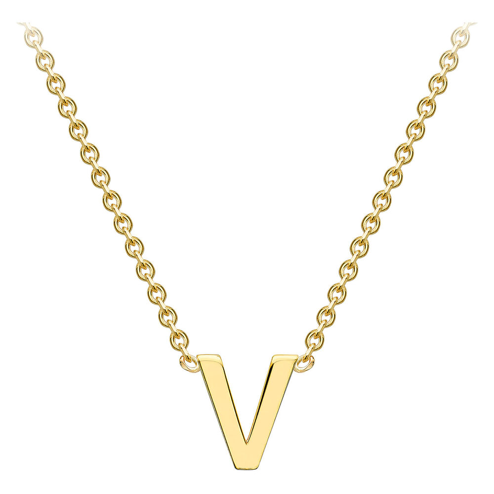 9 Carat Yellow Gold Petite Initial V Necklet (Special Order)