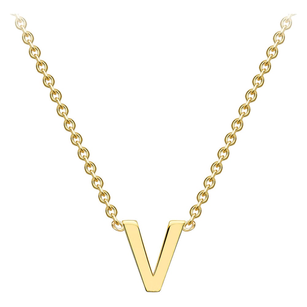 9 Carat Yellow Gold Petite Initial V Necklet (Special Order) image number 1