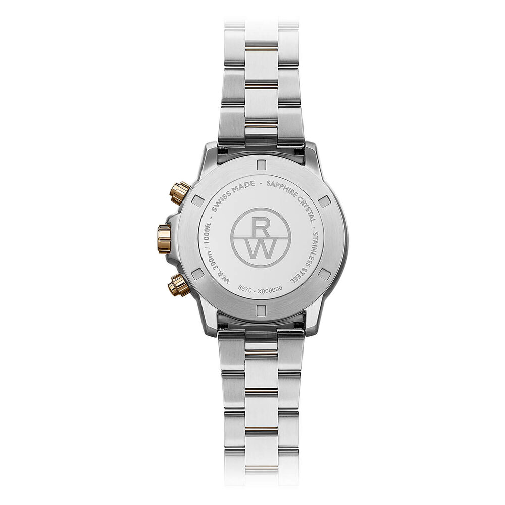 Raymond Weil Tango 43mm Quartz Black Dial Chronograph Steel & Rose Gold PVD Case Bracelet Watch