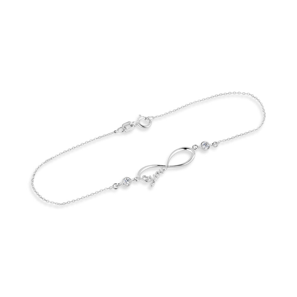 9ct White gold infinity love you chain Bracelet