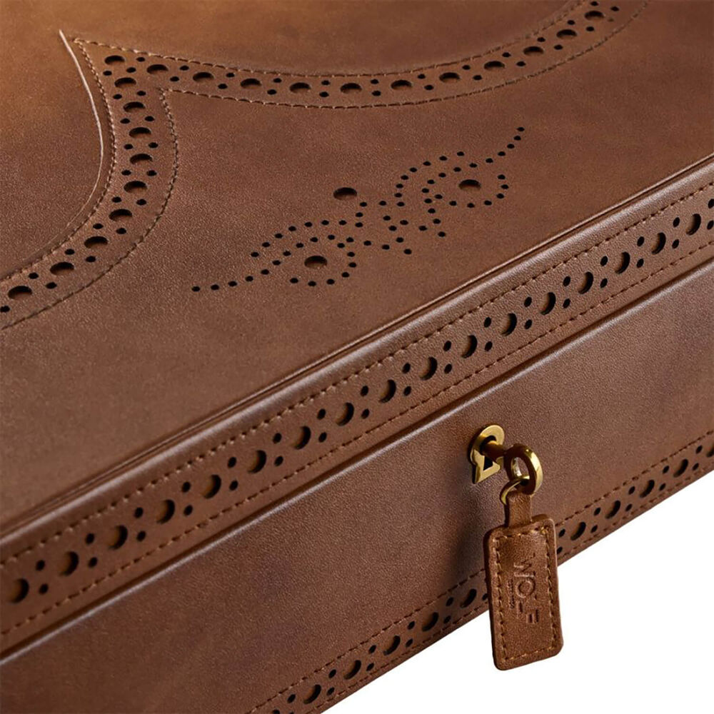 WOLF Brogue 10 Pc Burnished Brown Watch Box