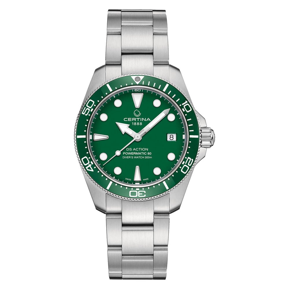 Certina DS Action Diver Powermatic 80 38mm Green Dial Steel Bracelet Watch image number 0