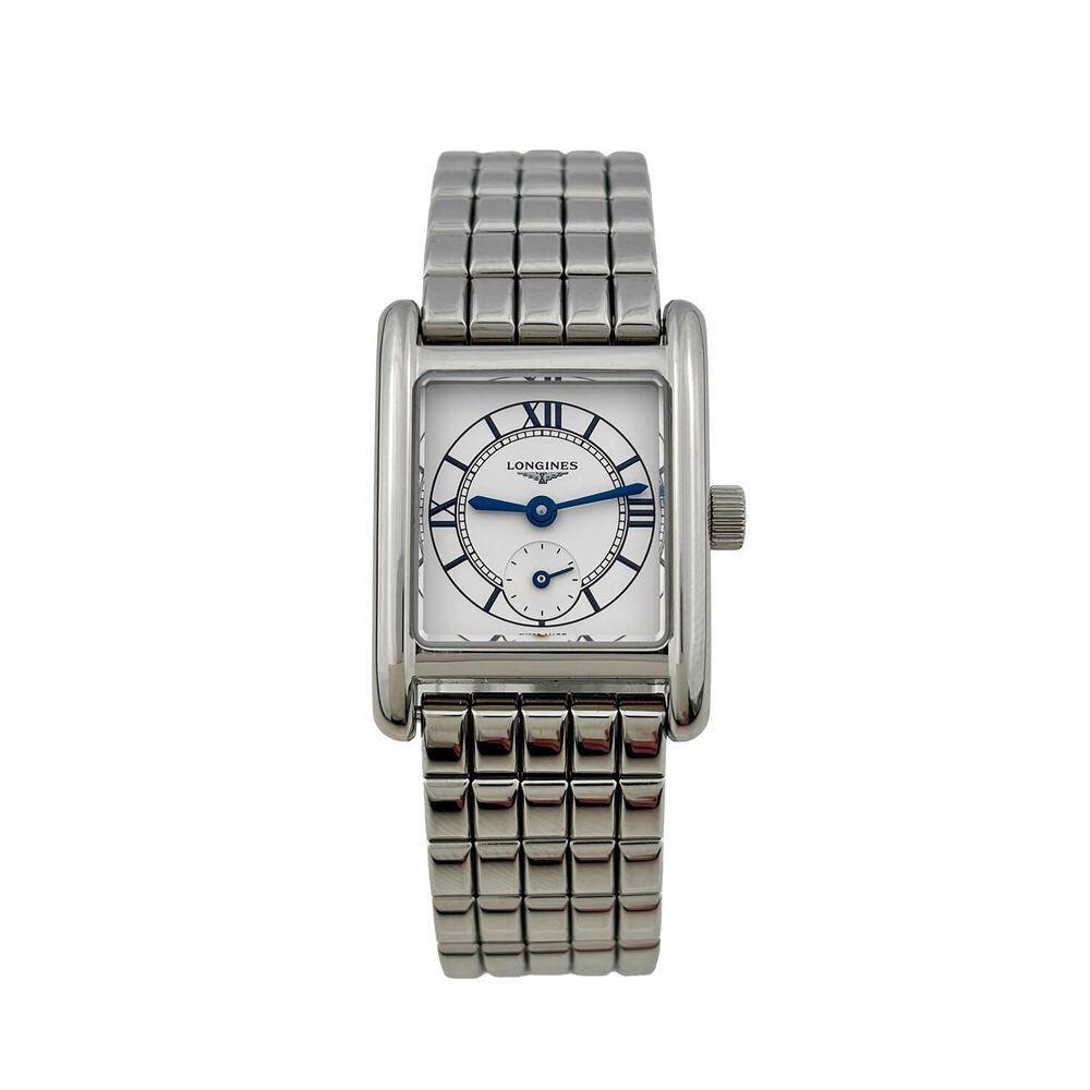 Pre-Owned Longines MiniDolcevita 2023 29x21.50mm Silver Blue Hands Dial Steel Bracelet Watch image number 0