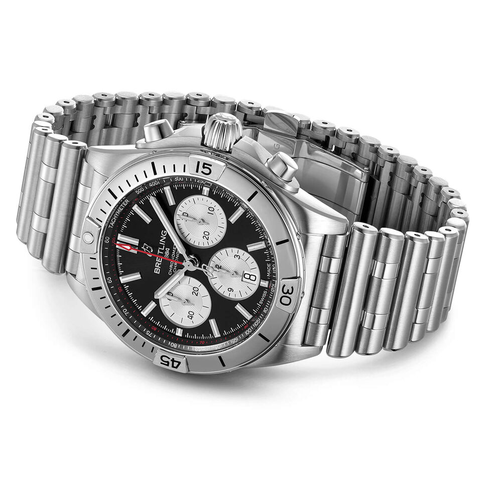 Breitling Chronomat 42mm Mens Black Dial Steel Bracelet Watch image number 2